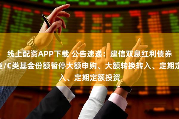线上配资APP下载 公告速递：建信双息红利债券基金A类/C类基金份额暂停大额申购、大额转换转入、定期定额投资